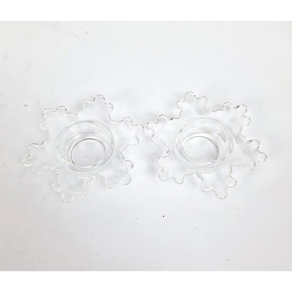Snowflake Glass Tea Light Candle Holders Unbranded Great Condition